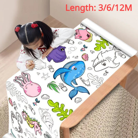 Children's Drawing Roll DIY Graffiti Scroll Color Filling Paper Painting Coloring Paper Roll for Kids Educational Toys 12/6/3M